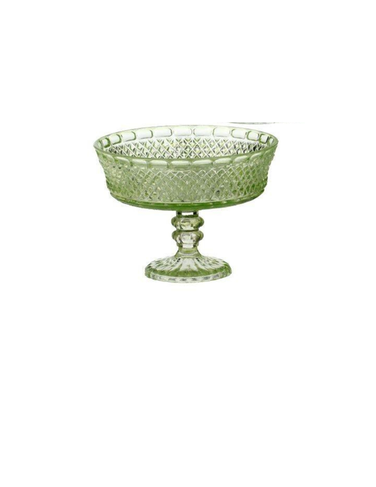 Green Vintage Hobnail Pedestal Dish
