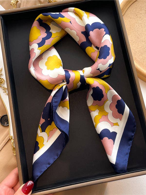 Contrast Color Flower Print Sun Protection Shawl&Scarf: BLUE / One_size