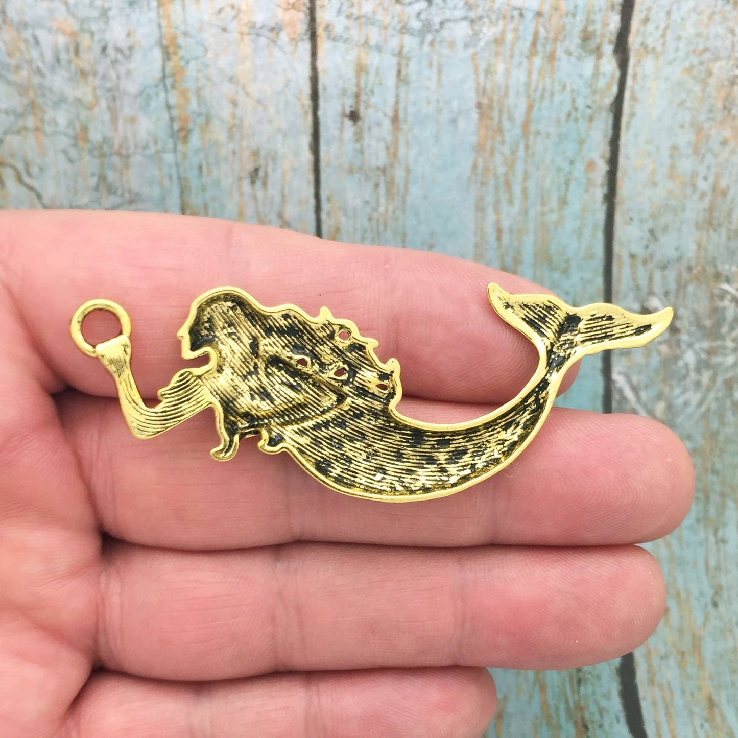 2 Gold Mermaid Charm Pendant by TIJC SP1352