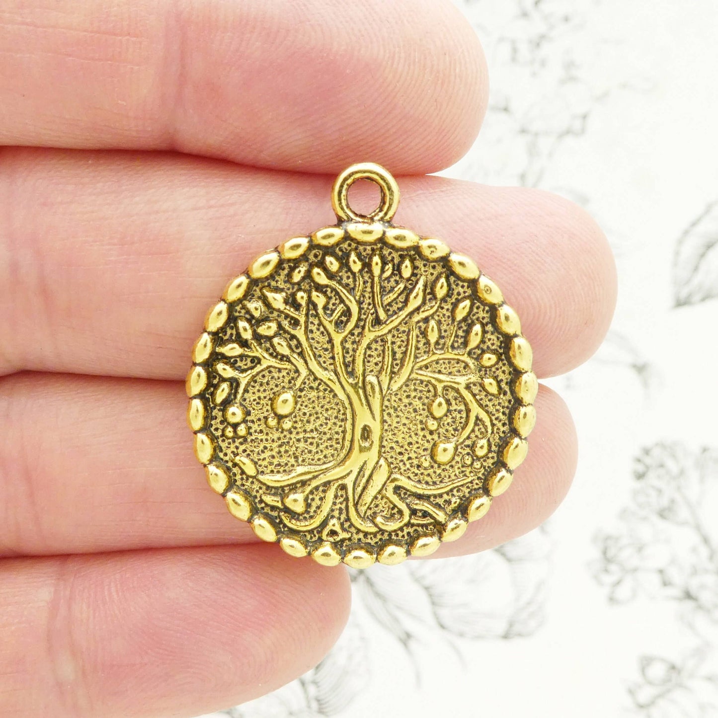 2 Tree of Life Charm Pendant Gold by TIJC SP2069