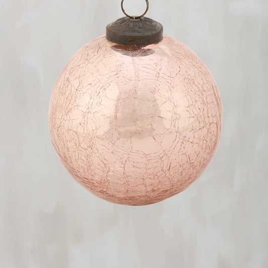 Pink Ball Glass Ornament Lg
