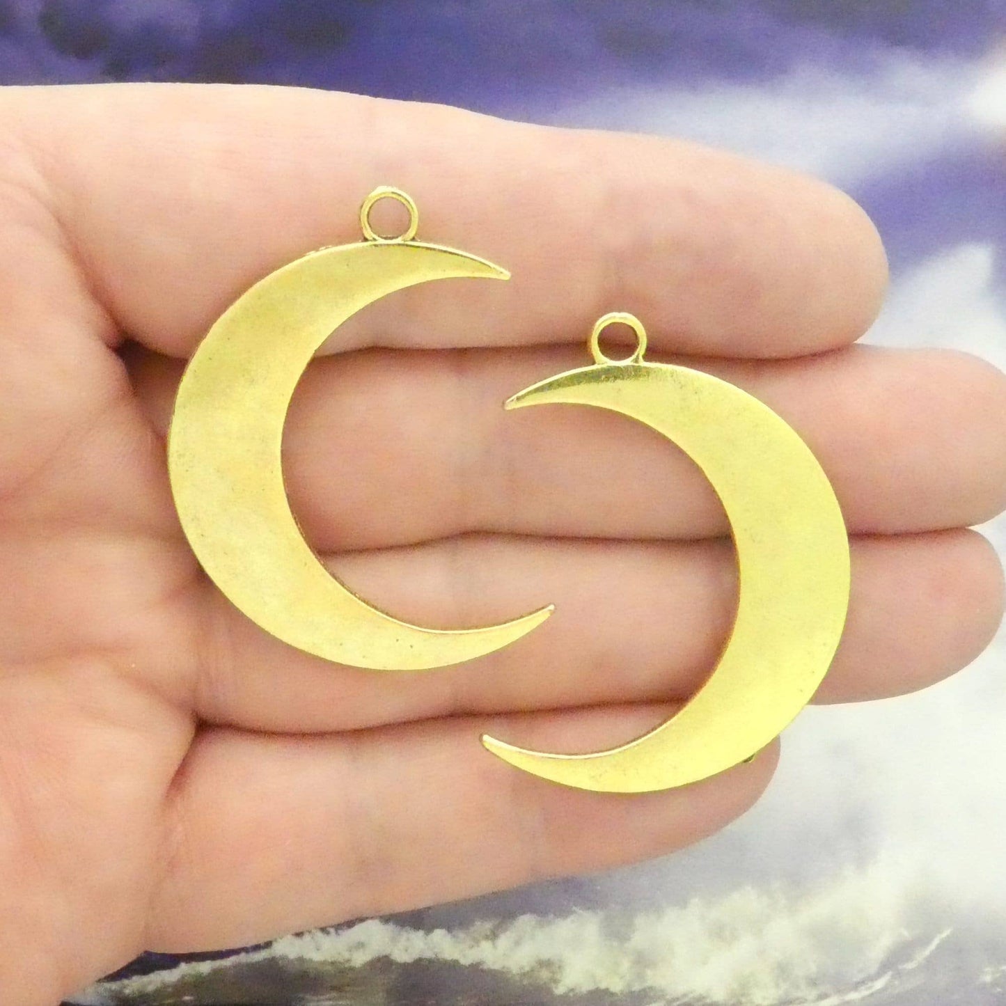 3 Gold Crescent Moon Charm Pendants by TIJC