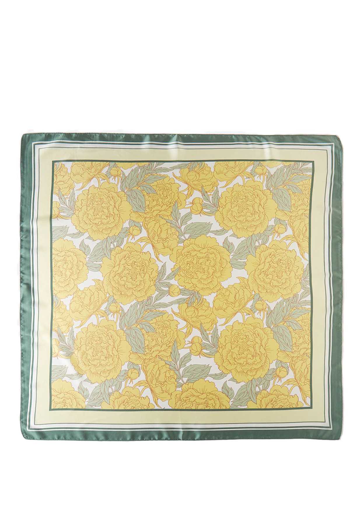 FLORAL PRINT SQUARE SCARF BS0053: Yellow
