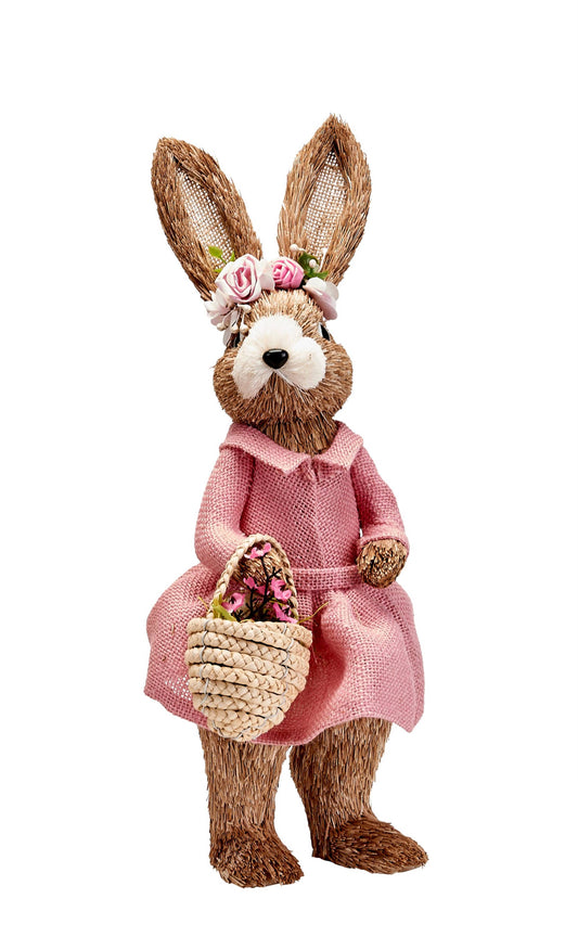 17" Standing Bunny In Dress With Basket