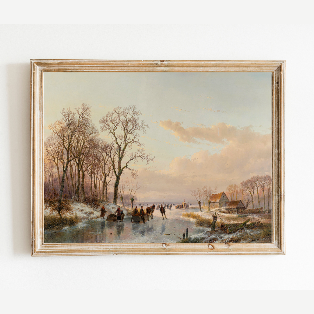 A Frozen River Antique Art Print: 8x10