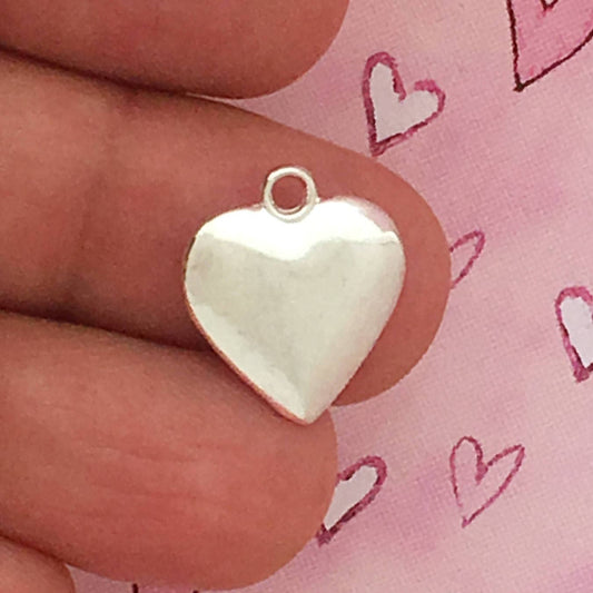 6 Puffy Heart Charm Silver by TIJC SP0214