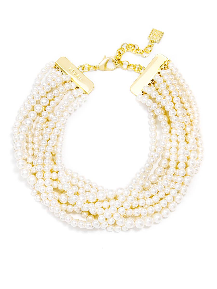 10 Strand Small Pearl Collar Necklace N2151