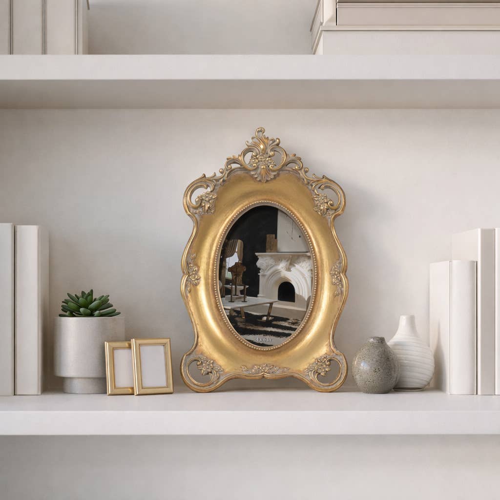 Gold Baroque Crown Oval Photo Frame