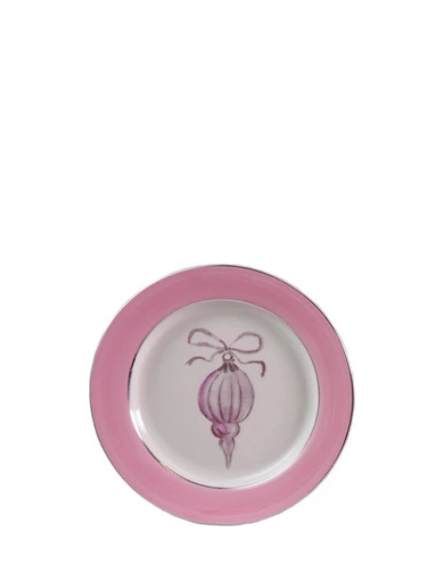 Finial Stoneware Plate with Ornament Image & Electroplated Edges, 4 Styles