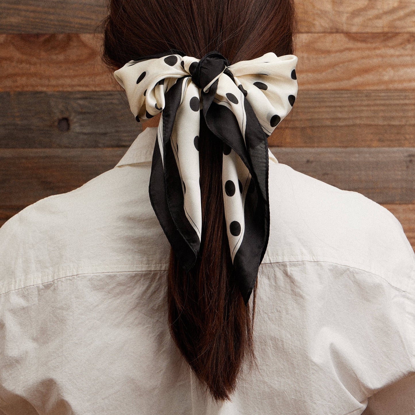 Polka Dot Square Scarf | Classic Vintage Design in Silk-Feel Fabric: Mustard / One
