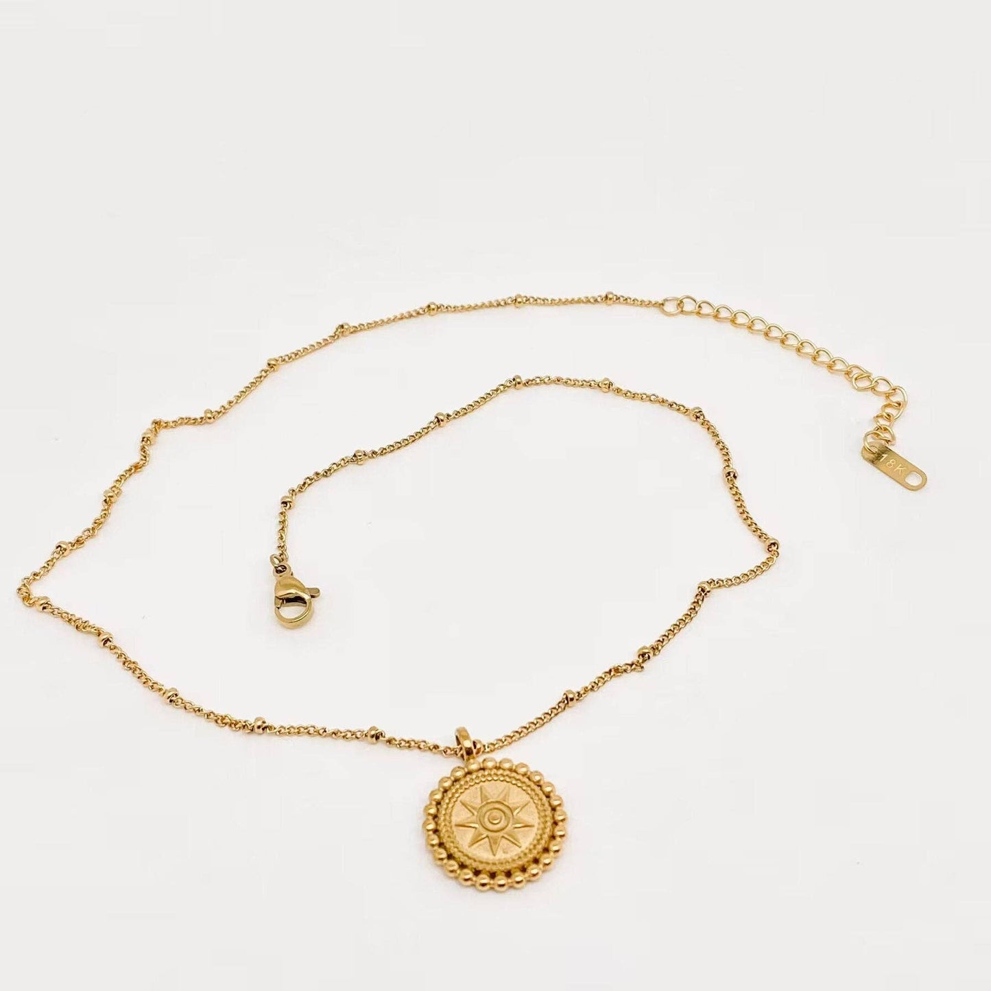 18K Gold Plated Stainless Steel Sun Pendant Necklace -FGS/MS