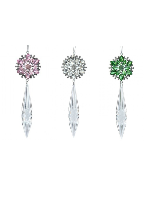 CRYSTAL DROP 7" JEWEL FLURETTE ORNAMENT