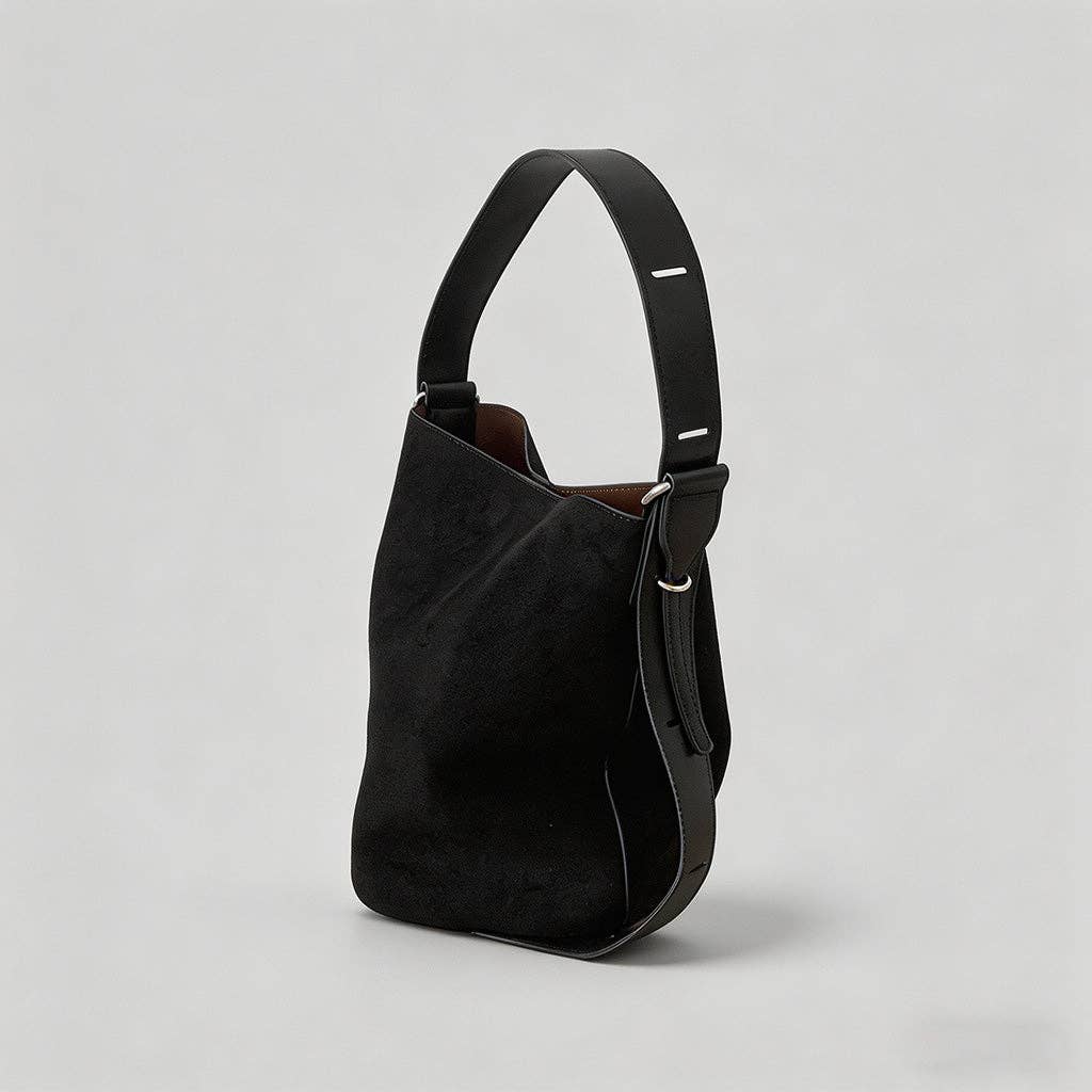 Vintage Suede Bucket Bag: Coffee