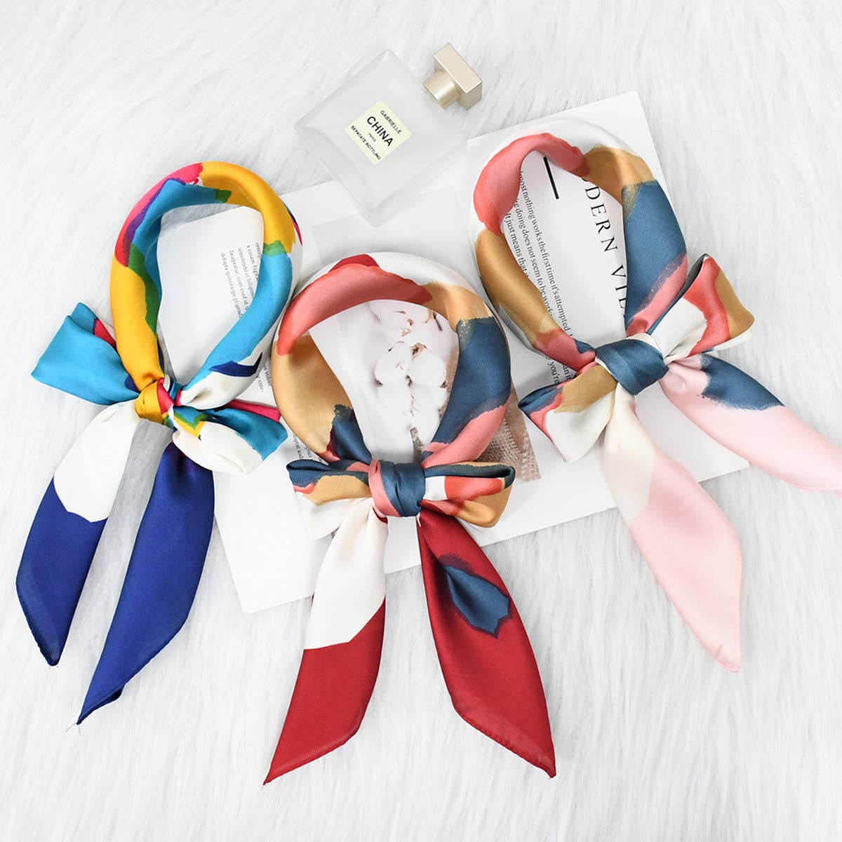 Polka Dot Satin Neck Scarf