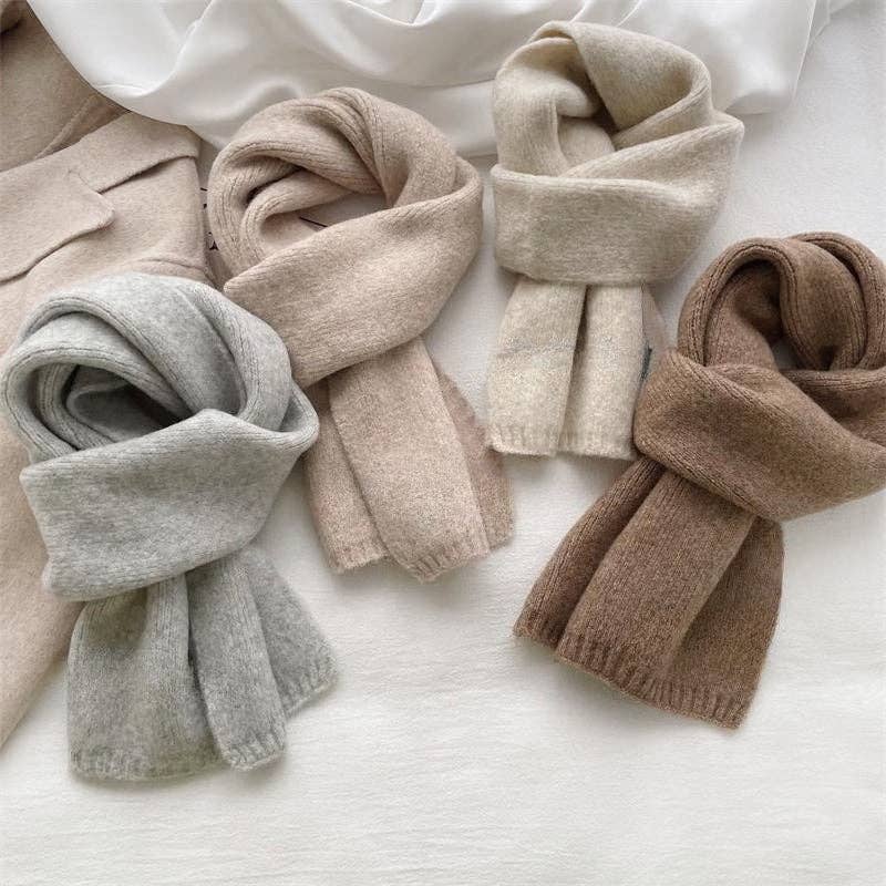 Beige: Classic Solid Color Knitted Scar