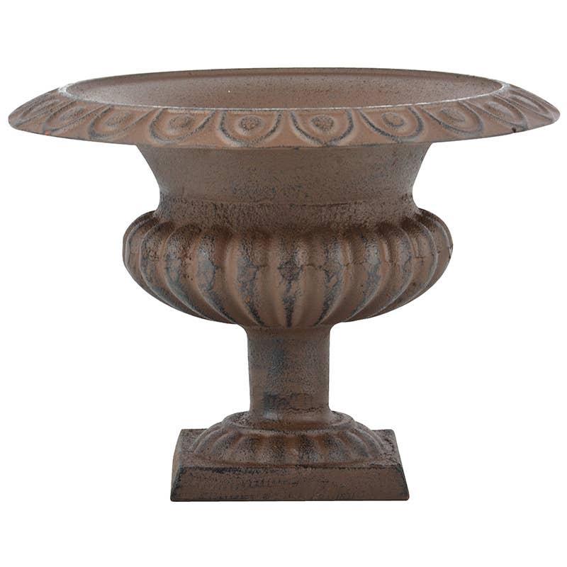 Low French Urn, Cast Iron, Antique Brown - Large
