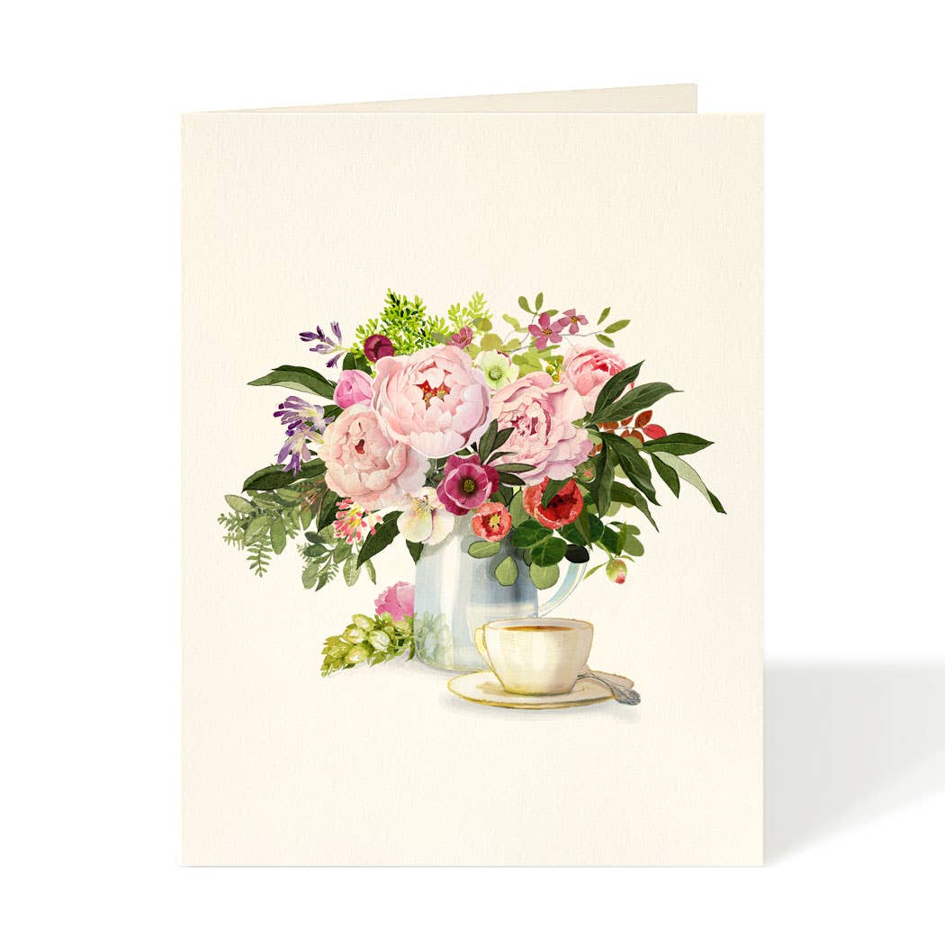 Tea with Flowers - Flower Garden Greeting Card: Occasion Card