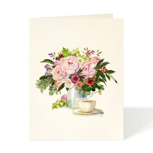 Tea with Flowers - Flower Garden Greeting Card: Occasion Card