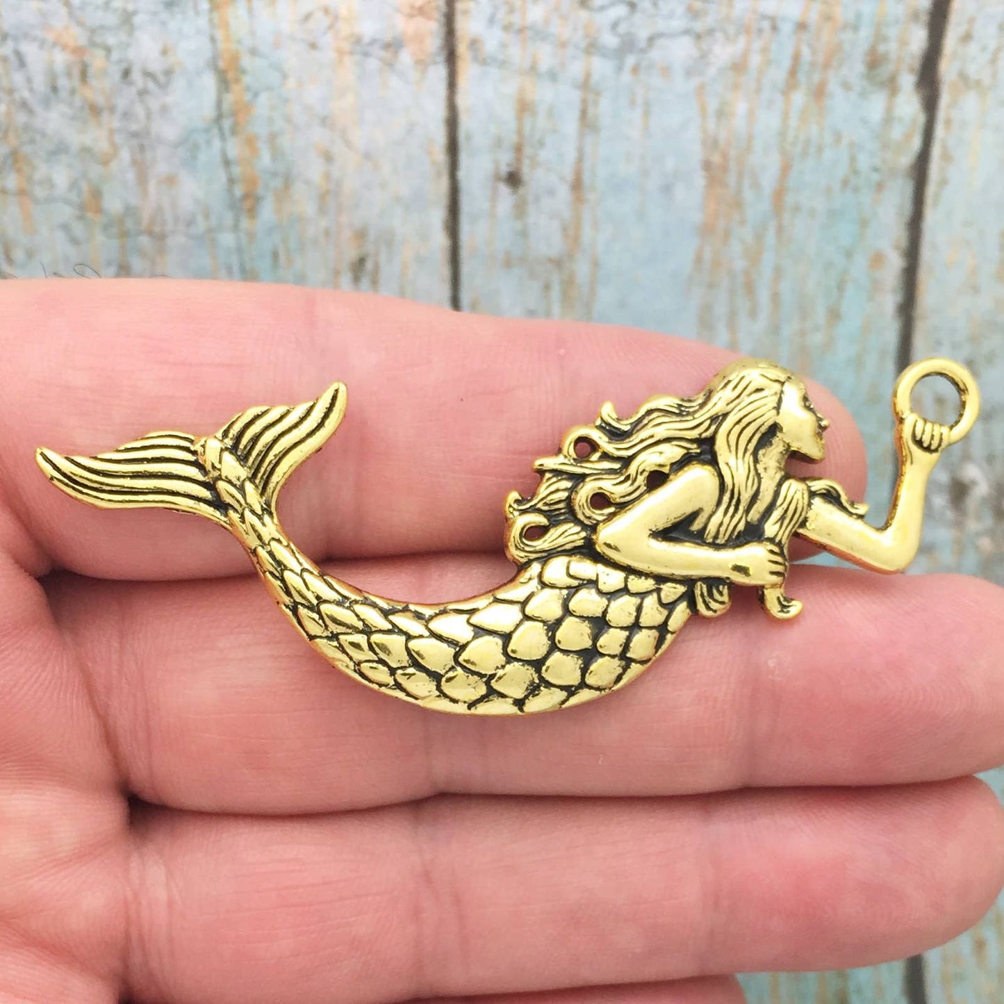 2 Gold Mermaid Charm Pendant by TIJC SP1352