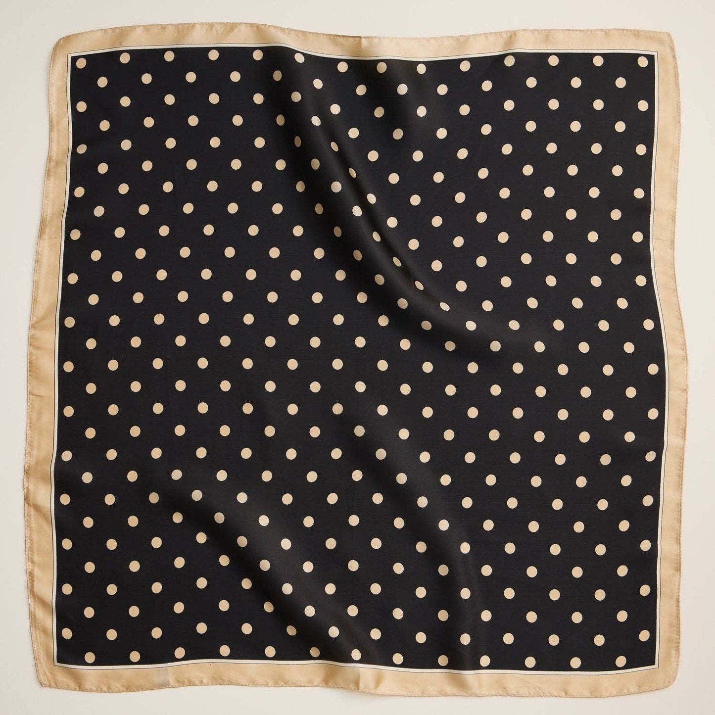Polka Dot Square Scarf | Classic Vintage Design in Silk-Feel Fabric: Mustard / One