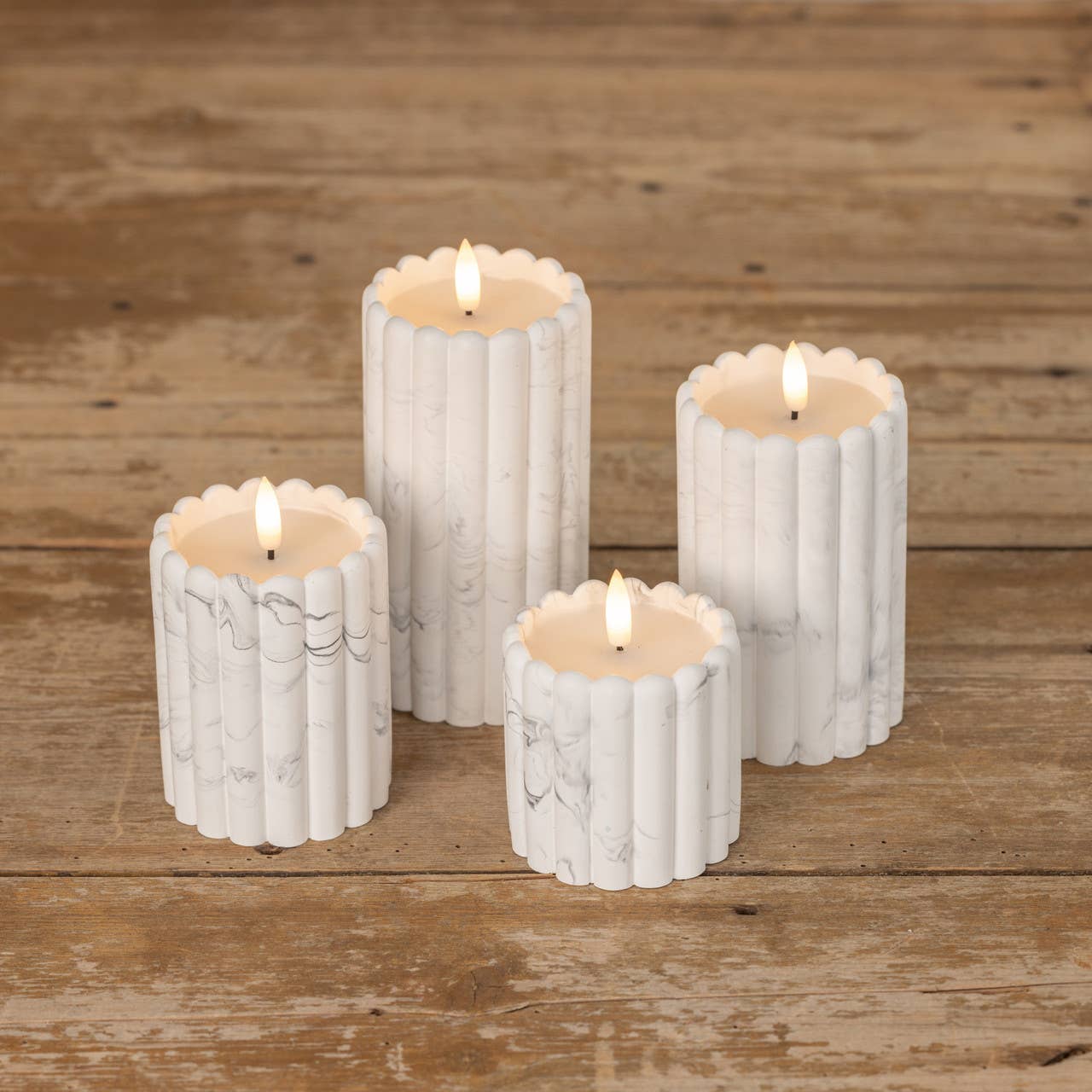 5" MARBLE CEMENT COLUMN 3D FLAME CANDLE