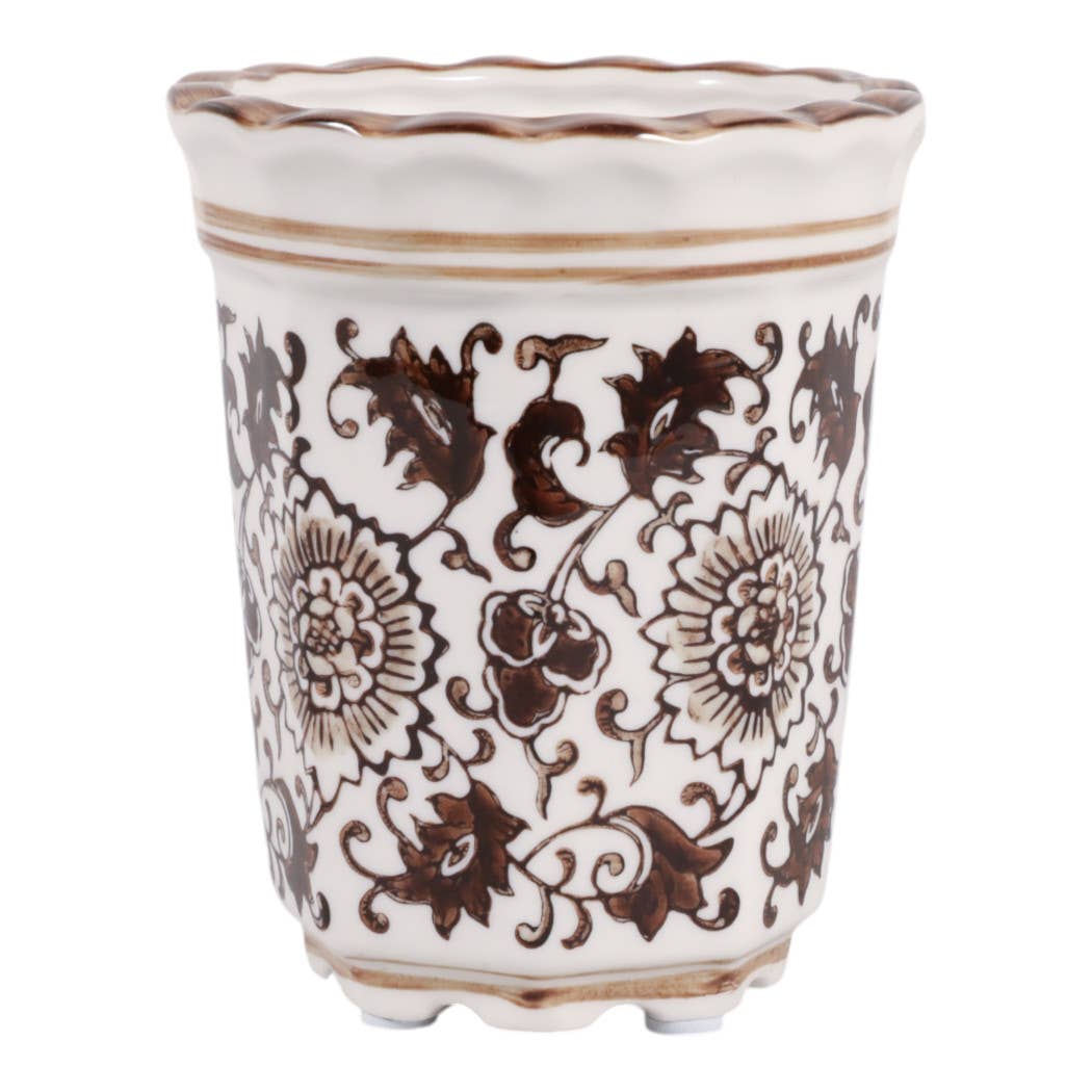 Scented Candle - Jasmine Brown and White Ceramic, 7 Oz
