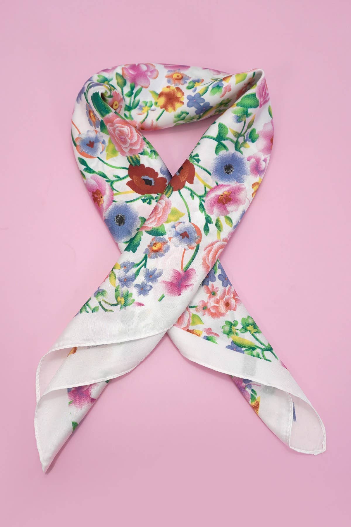 LARGE FLORAL PRINT BANDANA SCARF |  White