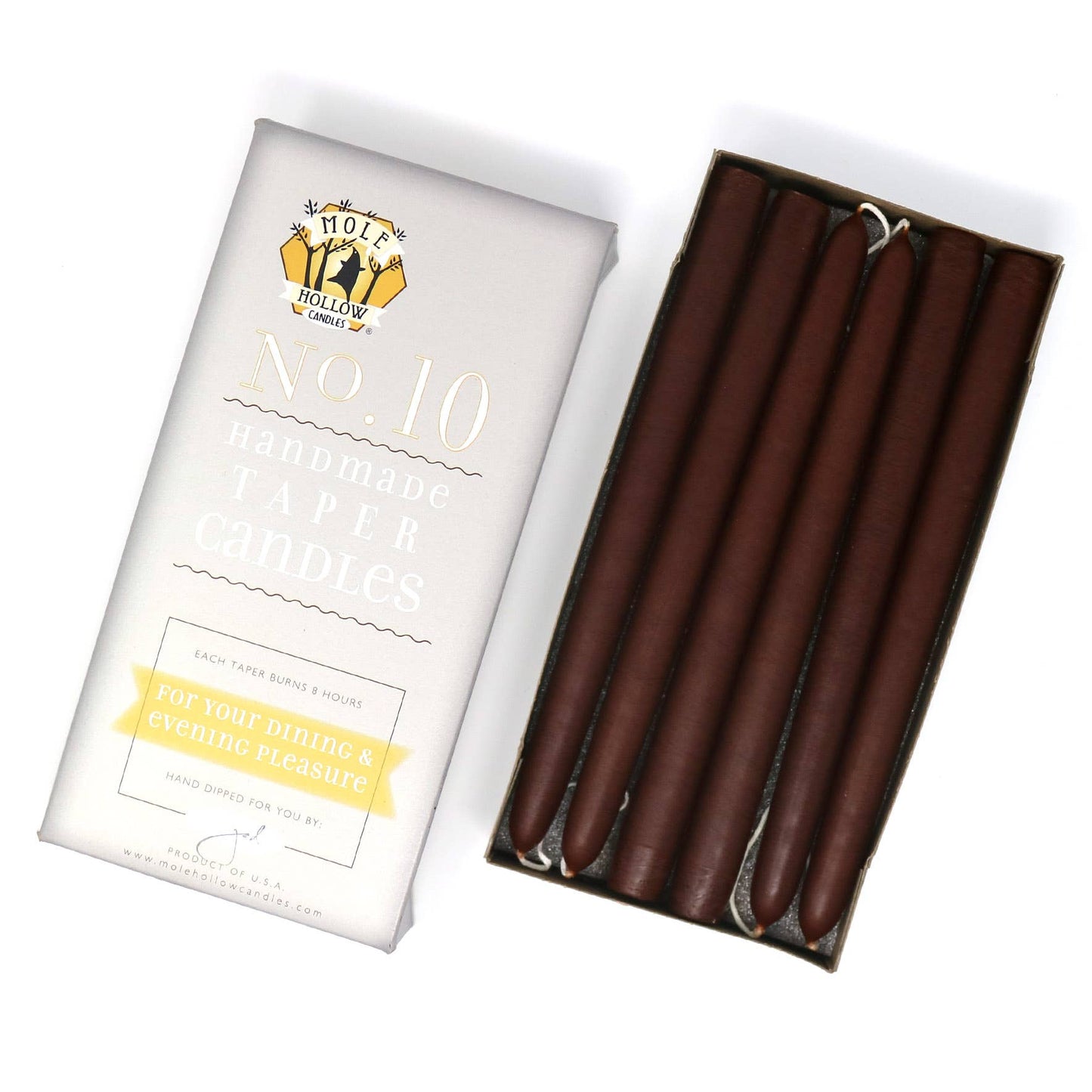 10" Hand Dipped Unscented Taper Candles - 39 Colors USA Made: Mauve