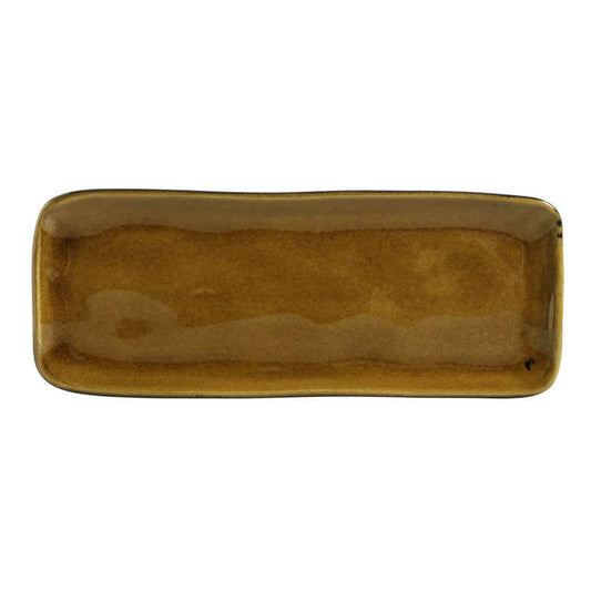 Rectangular Platter Medium 12.99 x 5.12" Amber: Yellow / Stoneware