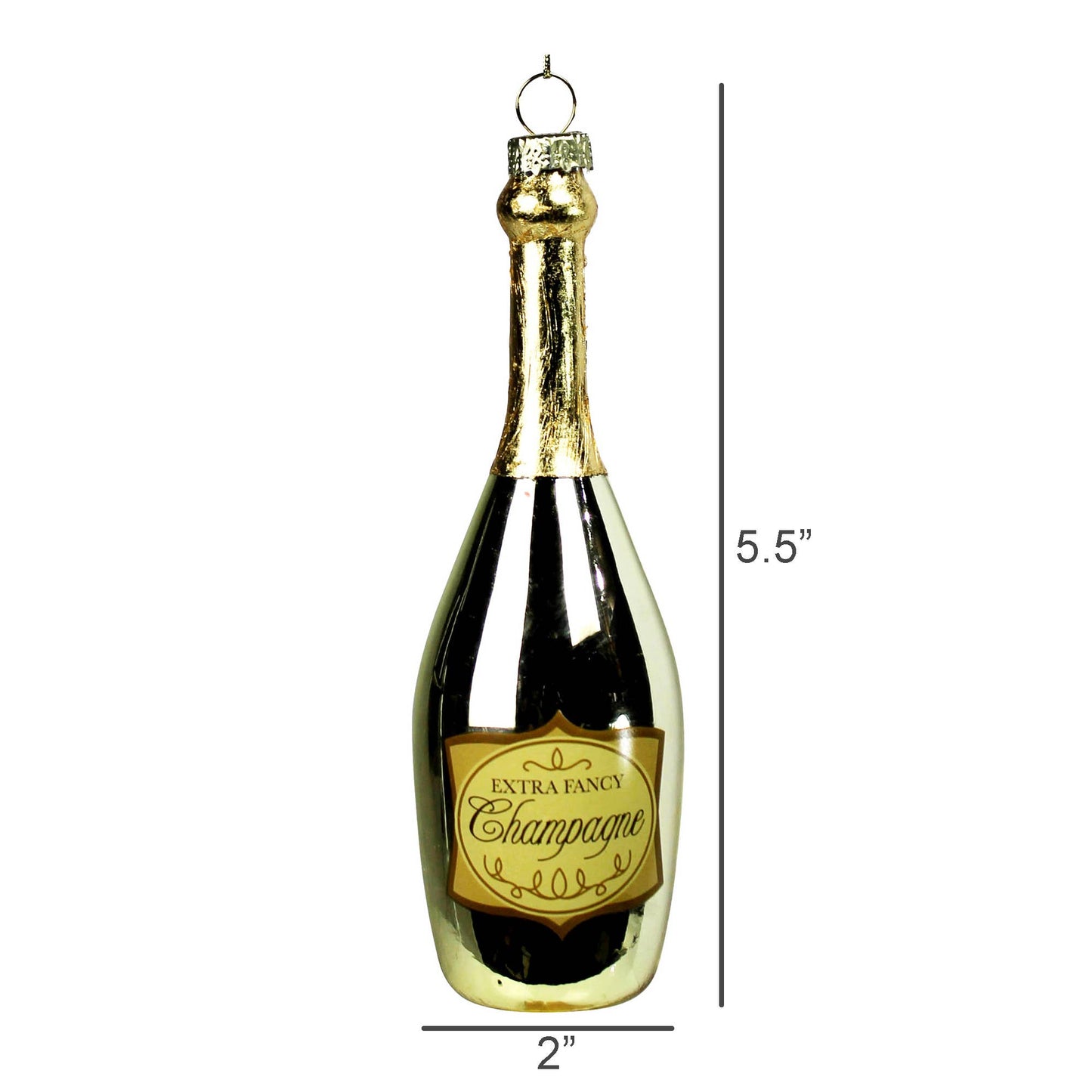 Champagne Bottle Ornament, Glass