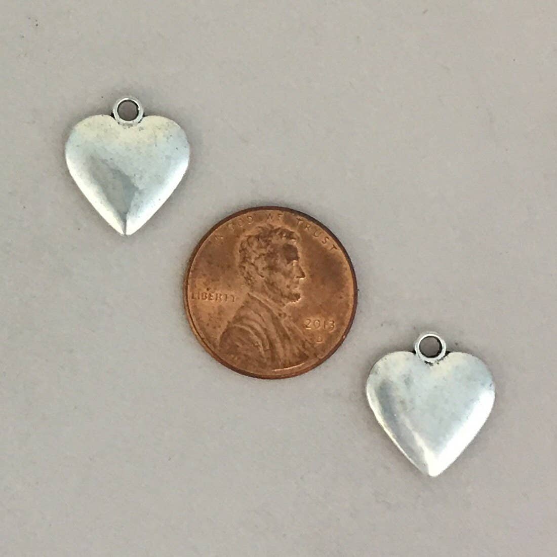 6 Puffy Heart Charm Silver by TIJC SP0214