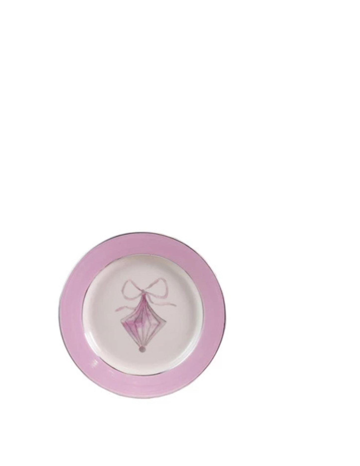 Finial Stoneware Plate with Ornament Image & Electroplated Edges, 4 Styles