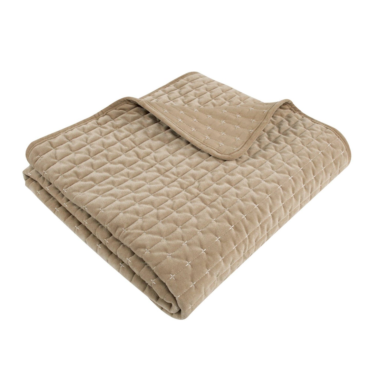 Green-Velvet Stitch Quilted Throw