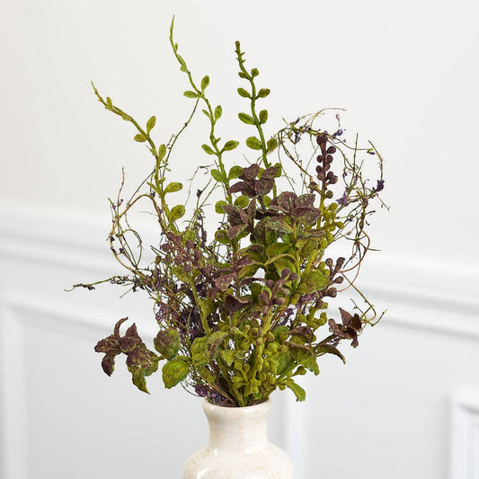 16" Artificial Mossy Twig and Leaf Spray (Set of 12)