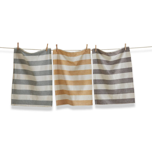 BROWN- Woven Slub Stripe Dishtowel