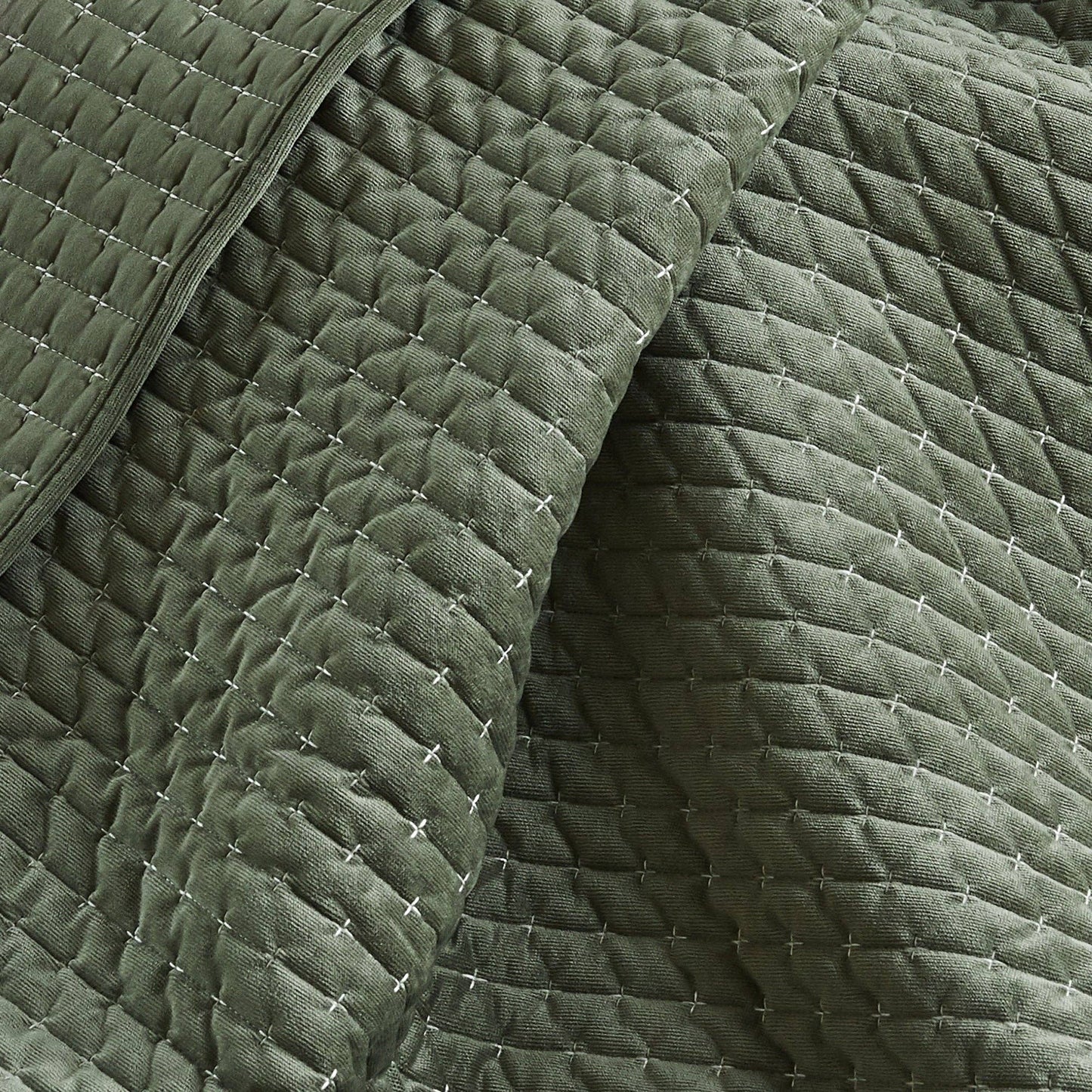 Green-Velvet Stitch Quilted Throw