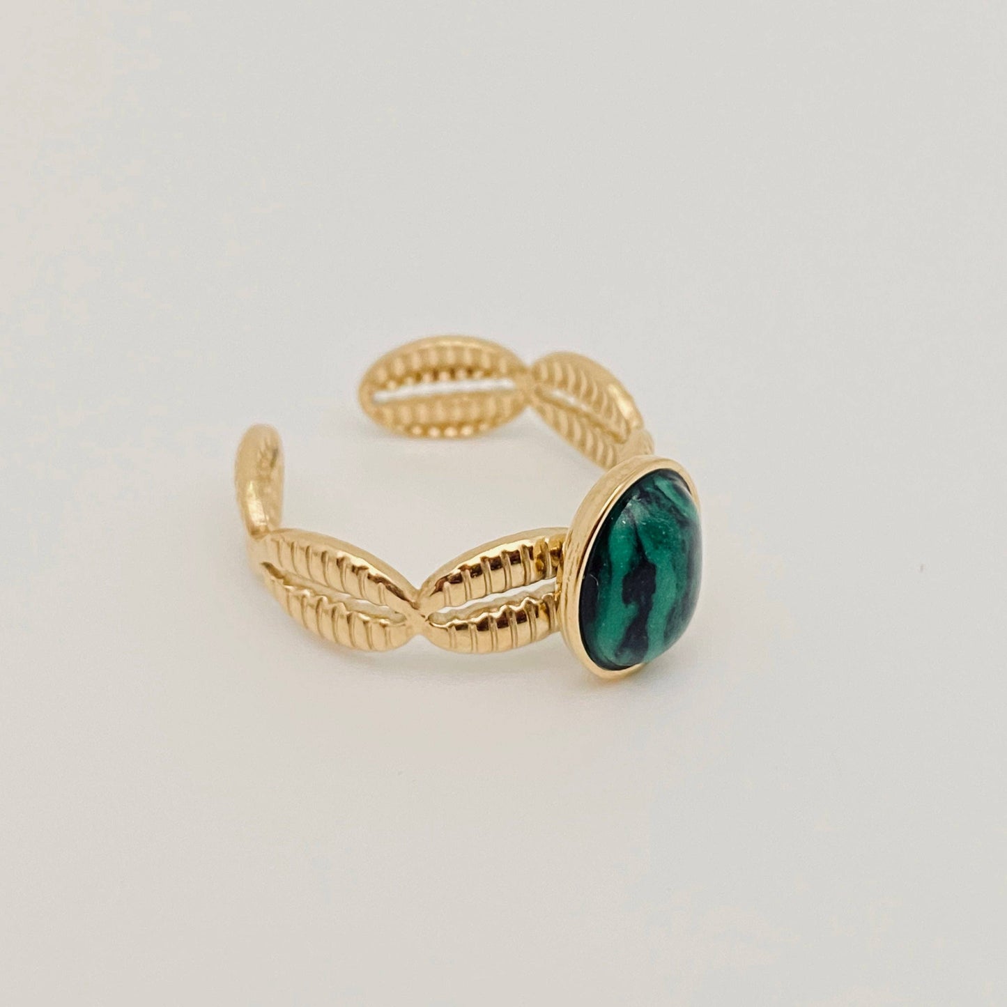 Gold Plated Stainless Steel Natural Stone Ring - FGS/CS