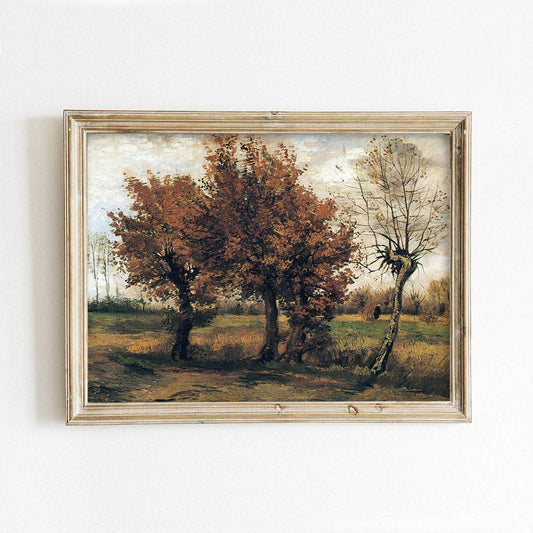 Autumn Trees on the Farm Vintage Art Print: 11x14