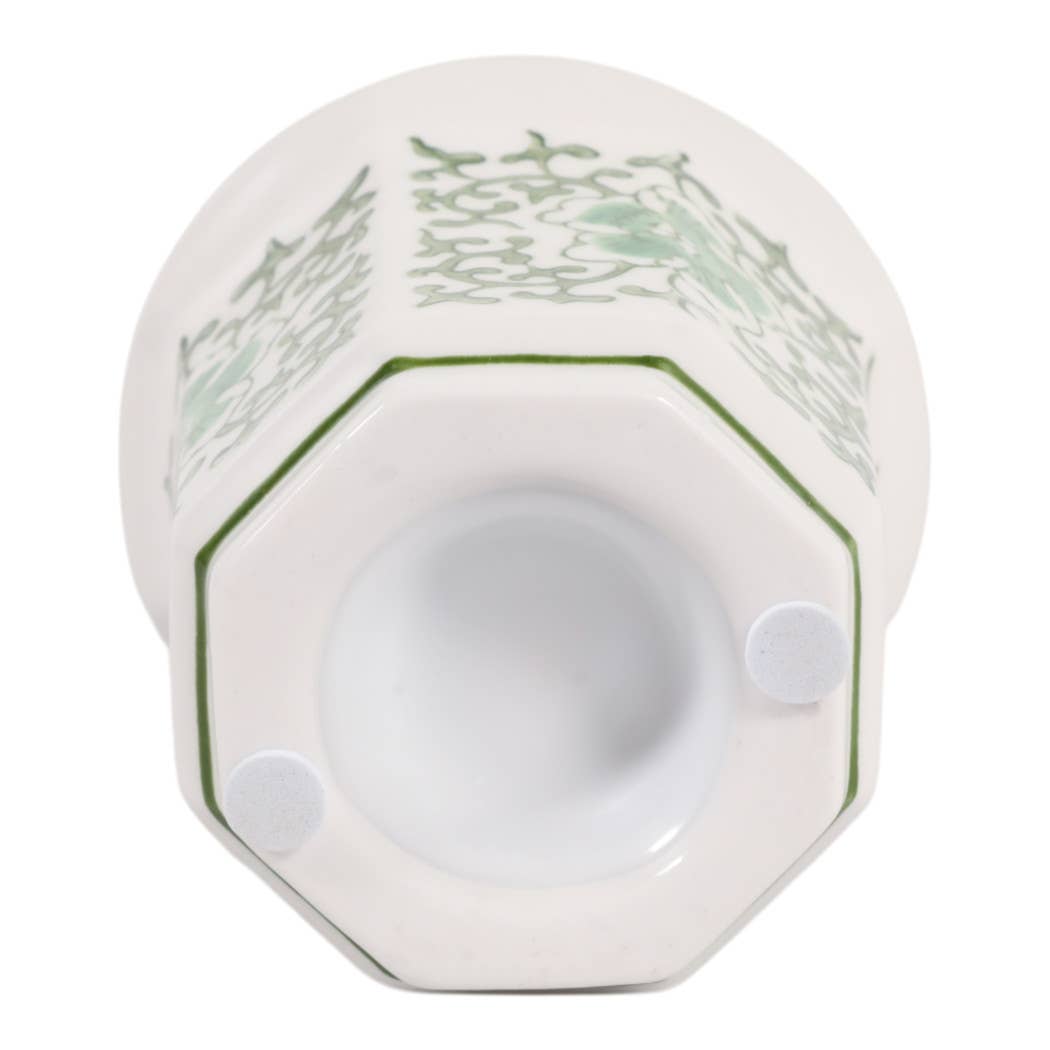 Scented Candle -  Plumeria Green and White Ceramic, 6 Oz