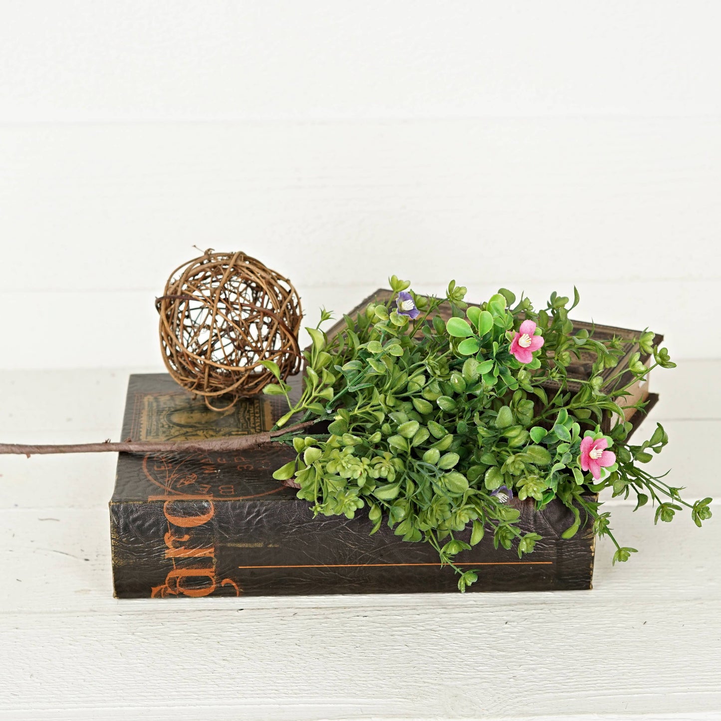 19" Bush-Boxwood w.Spring blossoms