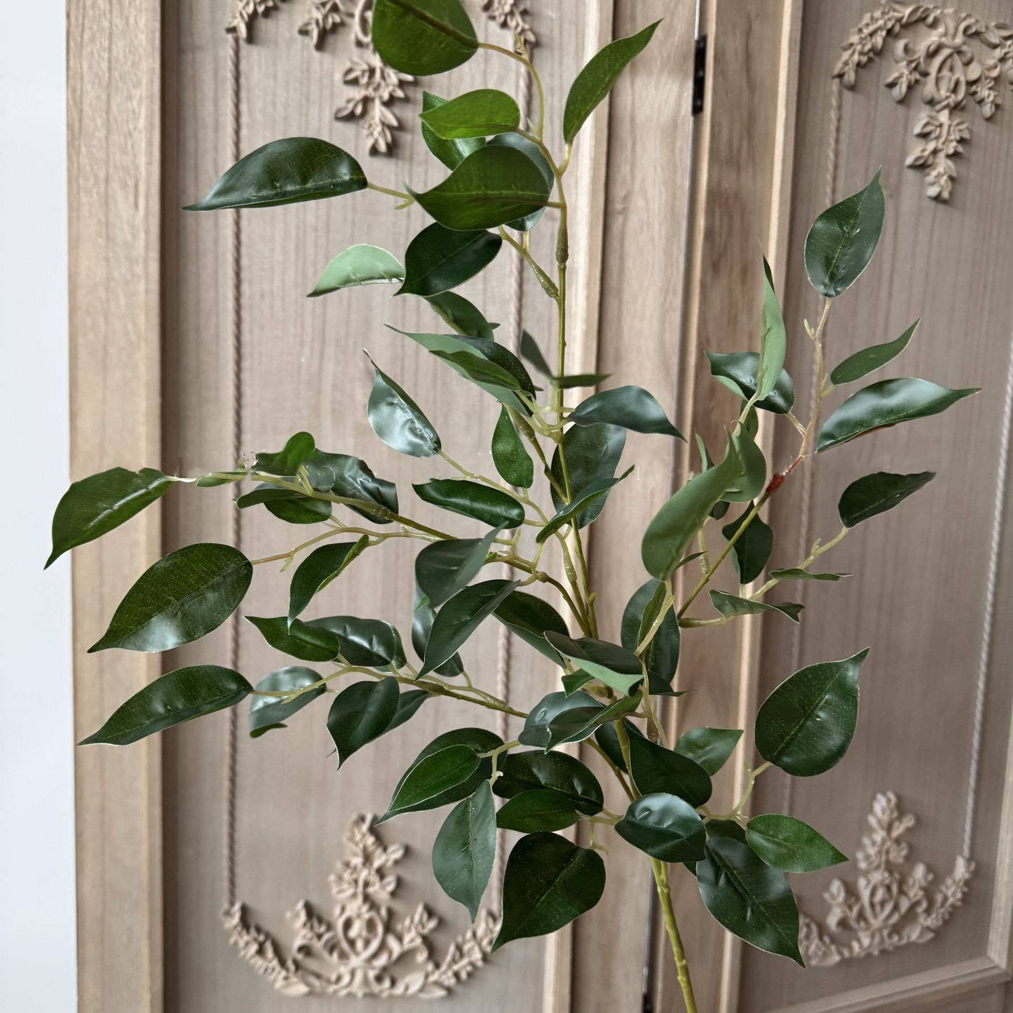 33''T Soft Touch Banyan Leaves Stem, Faux Greenery Stem: Mixture