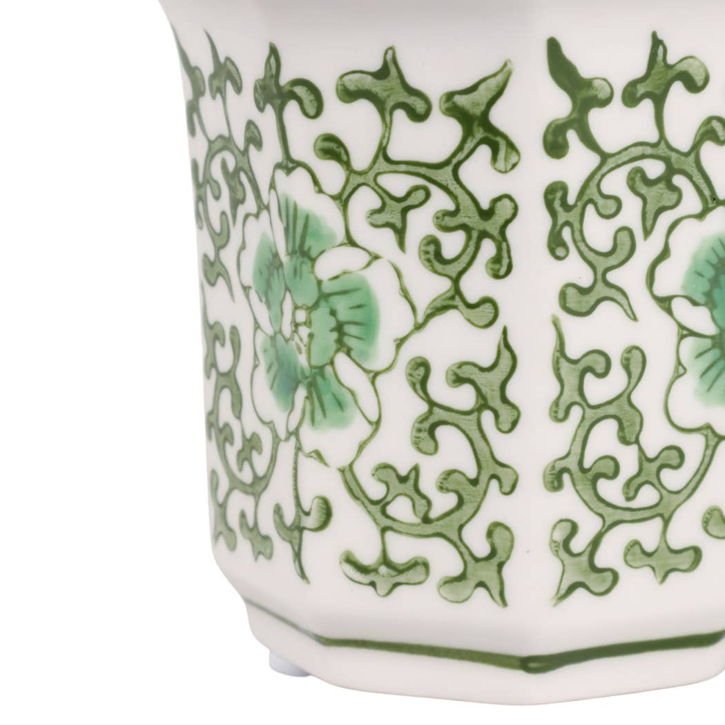 Scented Candle -  Plumeria Green and White Ceramic, 6 Oz