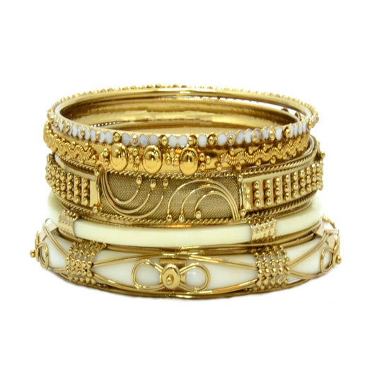 Indian Bangle  ivory  resin  in gold