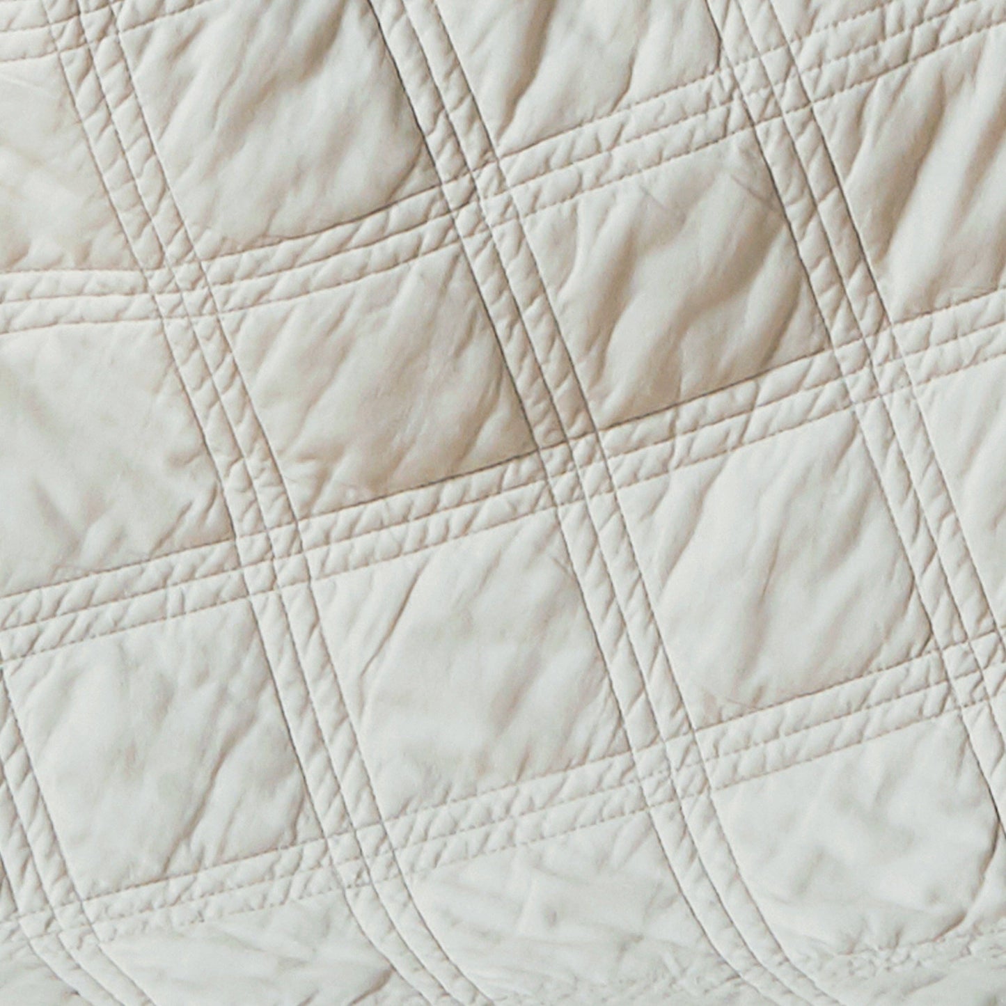 French Flax Washed Linen Quilted Throw: White