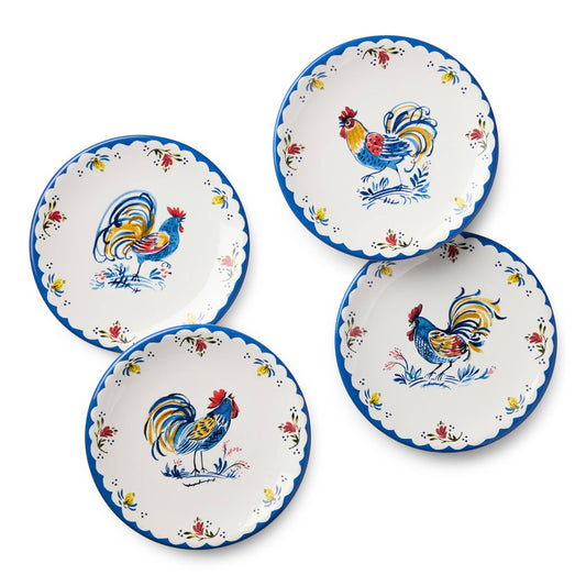 French Rooster Canape Plates 6in 4 asst