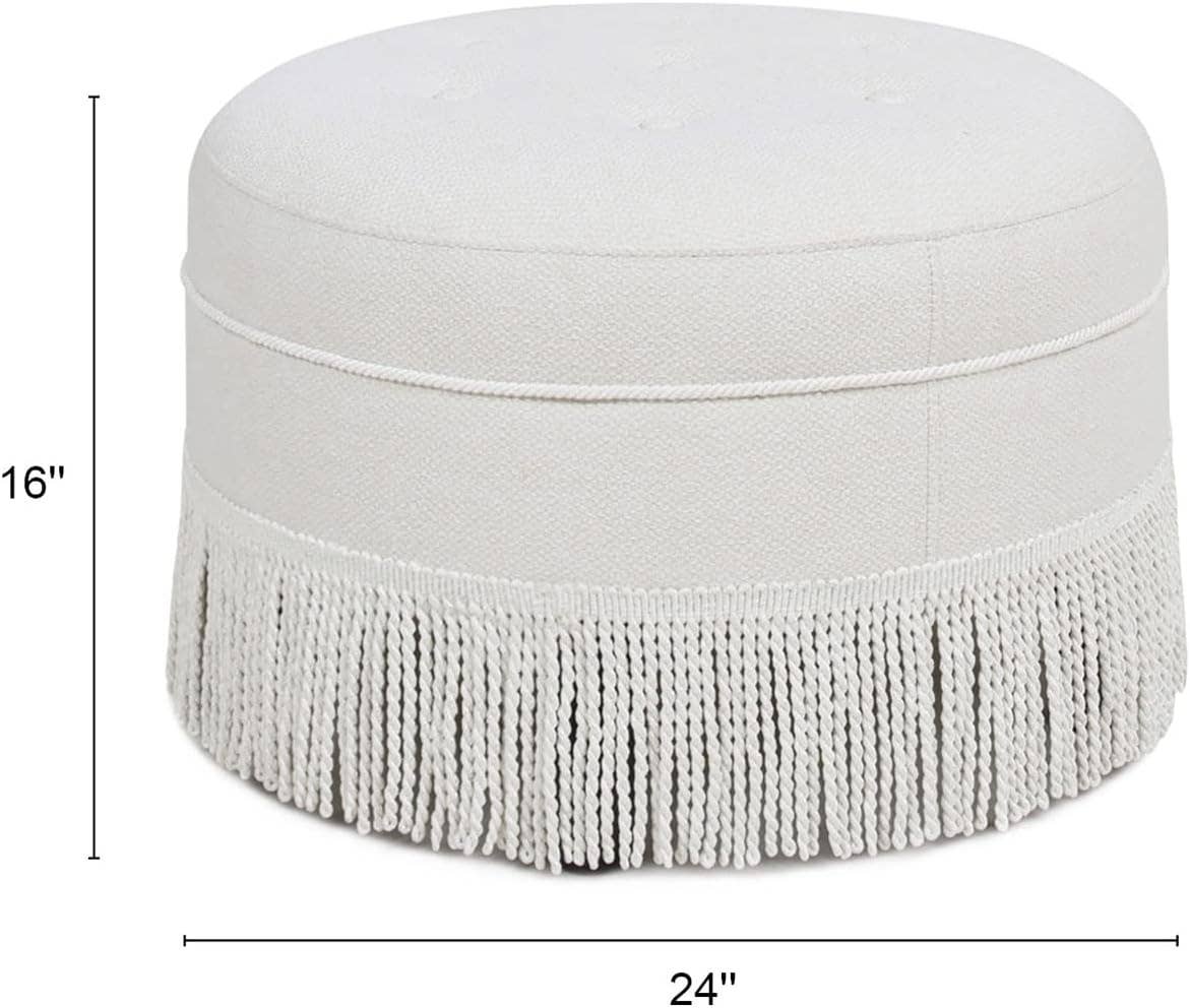 Purple Floral: 24" Round Upholstered Accent Ottoman
