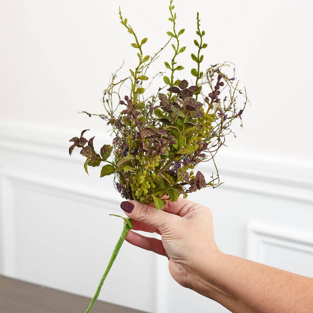 16" Artificial Mossy Twig and Leaf Spray (Set of 12)