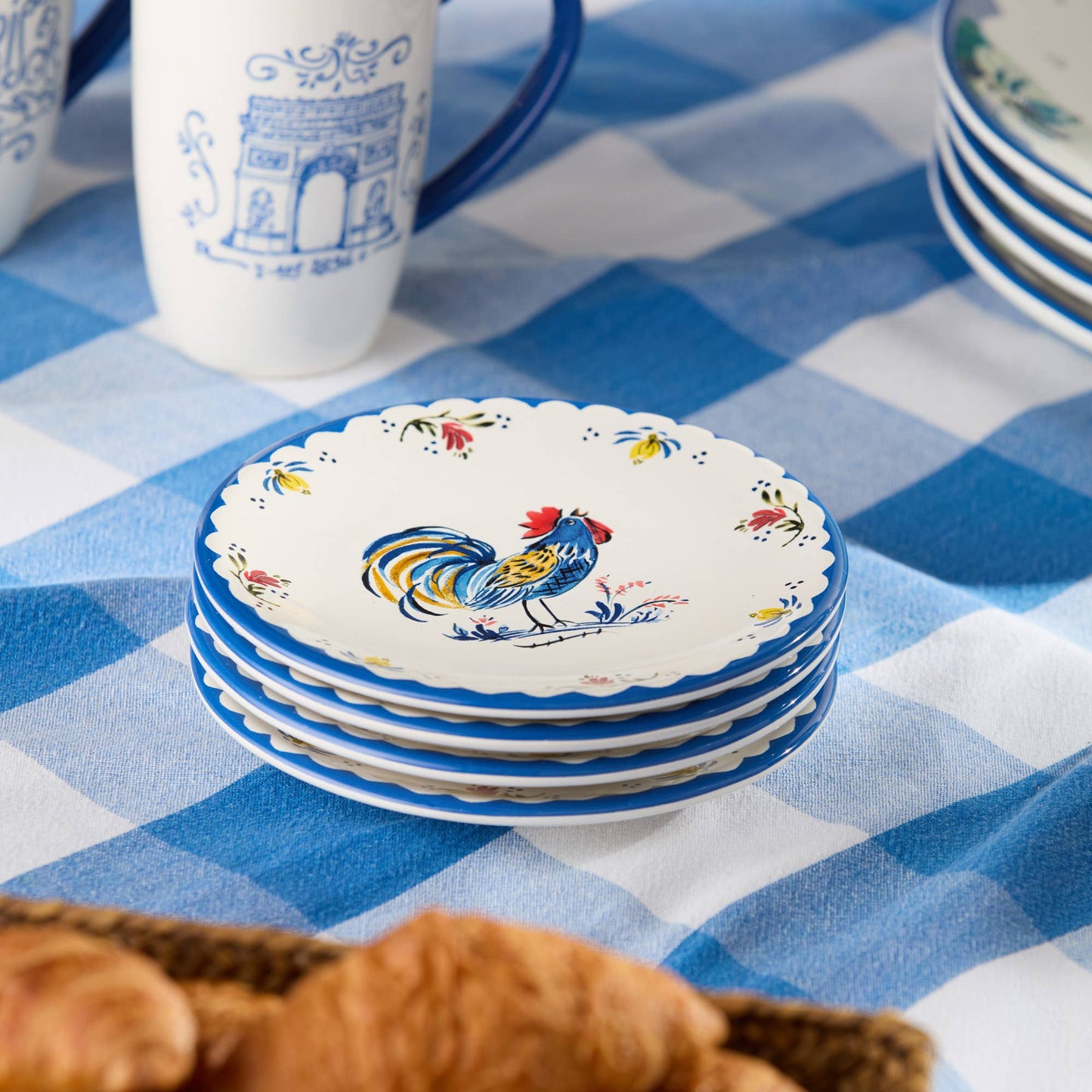 French Rooster Canape Plates 6in 4 asst