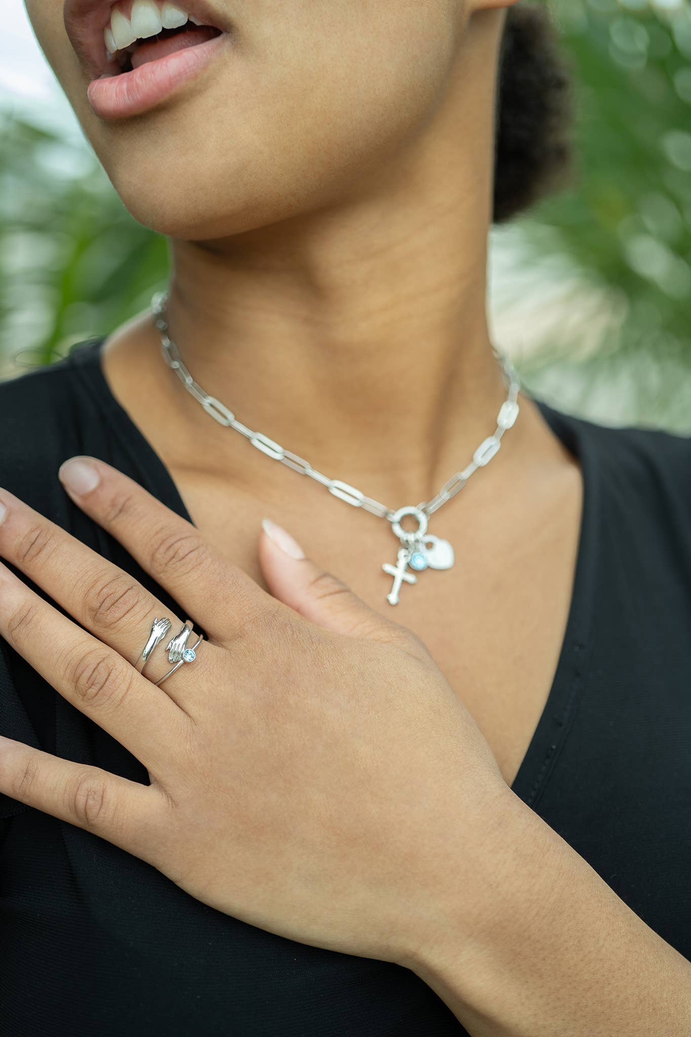 Stainless Steel Paperclip Carabiner Charm Holder Necklace: Gold / 18"+2"