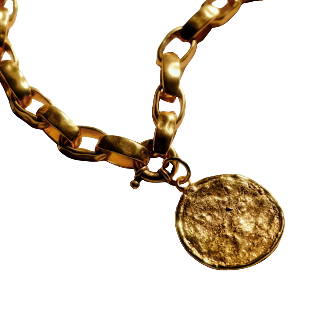 Josephine Recycled Brass Sailor Clasp Chain Necklace: Yellow Gold